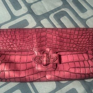 Dooney & Bourke Pink Croc-Embossed Clutch